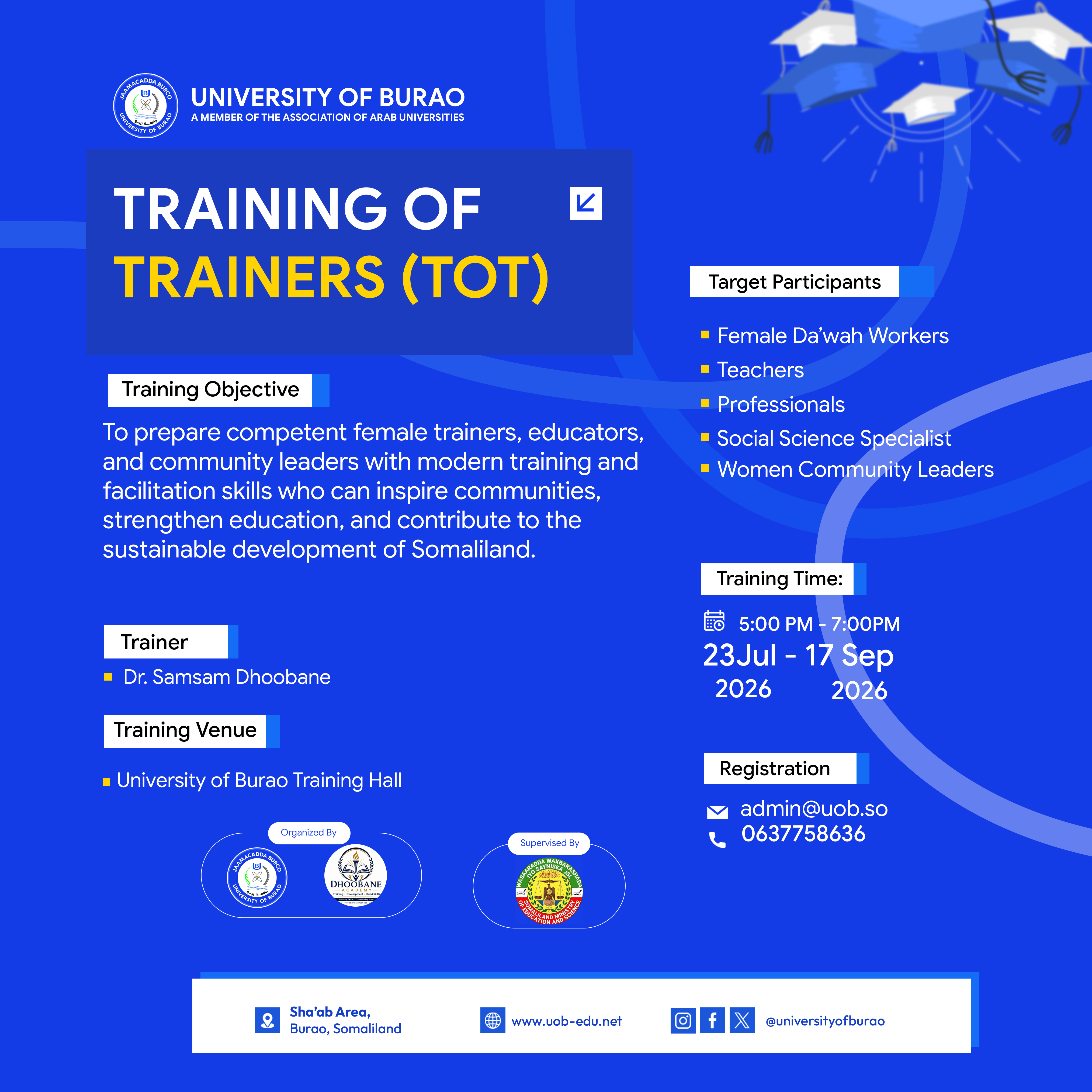 📢 OGEYSIIS TABABAR AQOONEED (Training of Trainers – TOT)